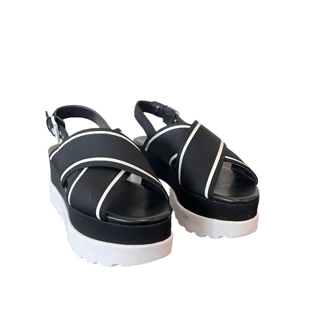 Michael Kors Platform Y2K Becker Scuba Black White Slingback Sandal